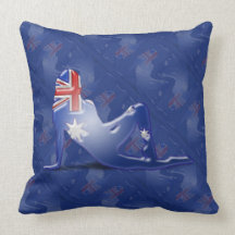 Australian Girl Silhouette Flag Throw Pillow
