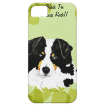 Australian Shepherd ~Black Tri Green Leaves Design iPhone 5 Case