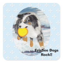 Australian Shepherd - Blue w/ White Diamond Square Stickers