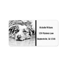 Australian Shepherd dog art Address Label