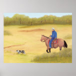 Australian Shepherd ~ Morning Ride Painting Poster