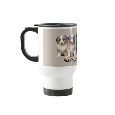 Australian Shepherd Puppies Travel Mug by normagolden