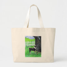 Australian Shepherd sees squirrel Canvas Bags