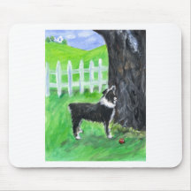 Australian Shepherd sees squirrel Mouse Pads