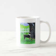 Australian Shepherd sees squirrel Mugs