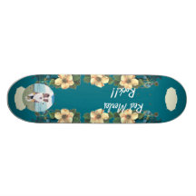 Australian Shepherd ~ Turquoise Floral Design Custom Skateboard