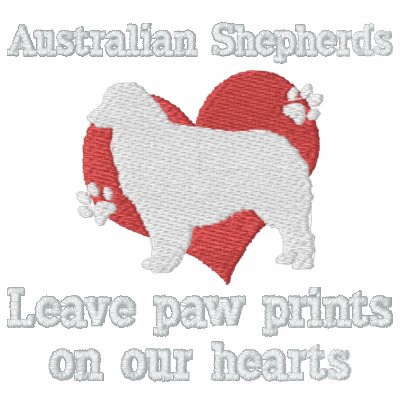 Australian Shepherds Leave Paw Prints Embroidered Polo Shirt by MenagerieMayhem