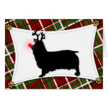Australian Silky Terrier Reindeer Christmas Card