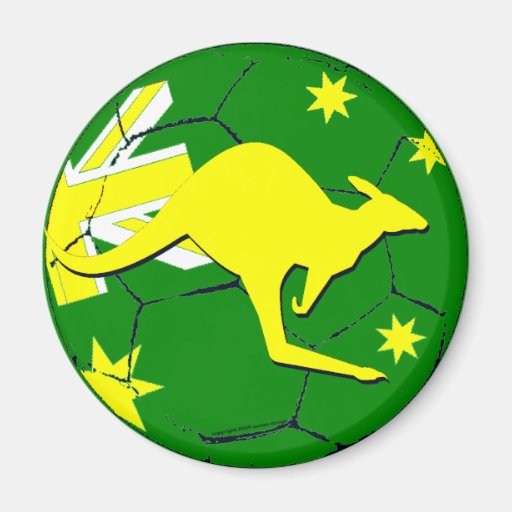 Australian soccer ball with kangaroo magnet