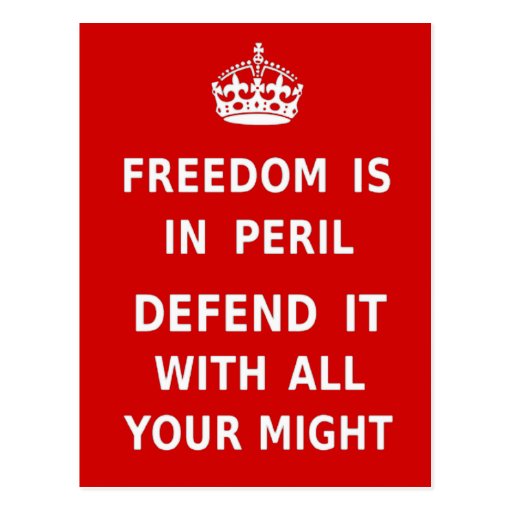 Authentic Freedom Is In Peril Original Red Postcard