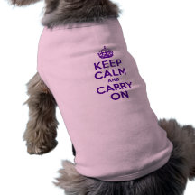 Authentic Keep Calm And Carry On Purple Doggie Tee