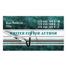 Author editor journalist writing calligraphy business card templates