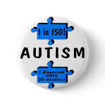 Autism 1 in 150 1 Every 20 Minutes Pinback Button