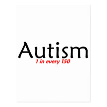 Autism 1 in 150 Black and Red Postcard