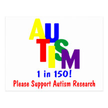 Autism 1 in 150 (Support Autism Research Bright) Postcard