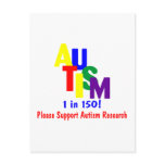 Autism 1 in 150 Support Autism Research Postcards