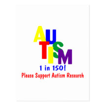 Autism 1 in 150 Support Autism Research Postcards