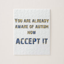 Autism Accept It Yellow/Blue Jigsaw Puzzles