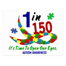AUTISM AWARENESS 1 IN 150 POST CARDS