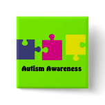 Autism Awareness 3 Puzzle Pieces Button