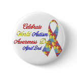 Autism Awareness Dayu Pinback Buttons