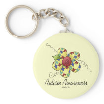 Autism Awareness Flower Keychain