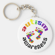 Autism awareness footprints keyring key chain