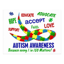 AUTISM AWARENESS FOR THE 1 IN 150 POST CARDS