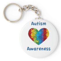 Autism Awareness Heart Key Chains