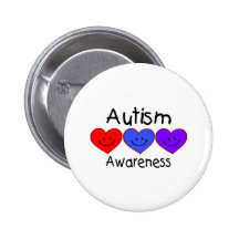 Autism Awareness (Hearts) Button
