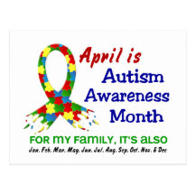 AUTISM AWARENESS MONTH EVERY MONTH POST CARDS