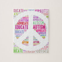Autism Awareness Peach Products Jigsaw Puzzles