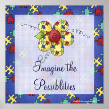 Autism Awareness Puzzle Piece Flower Print
