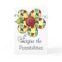 Autism Awareness Puzzle Pieces Flower Design Greeting Cards