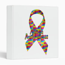 Autism Awareness Ribbon 3 Ring Binder