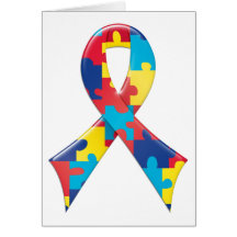 Autism Awareness Ribbon A4 Greeting Card