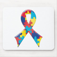 Autism Awareness Ribbon A4 Mousepads