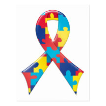 Autism Awareness Ribbon A4 Postcard