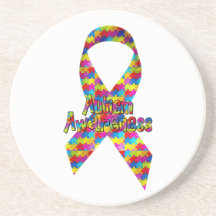 Autism Awareness Ribbon Beverage Coaster