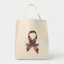 Autism Awareness Ribbon Canvas Bag