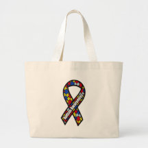 Autism Awareness Ribbon Canvas Bag