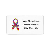 Autism Awareness Ribbon Personalized Address Label