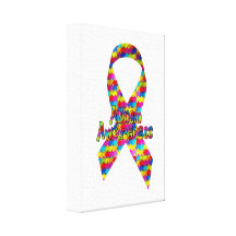 Autism Awareness Ribbon Stretched Canvas Prints