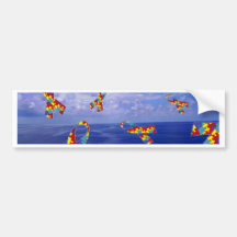 Autism Awareness Ribbons Cascading Over the Sea Bumper Sticker