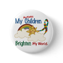 Autism BRIGHTEN MY WORLD 1 Children Pinback Button