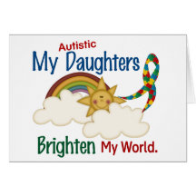 Autism BRIGHTEN MY WORLD 1 Daughters Greeting Cards