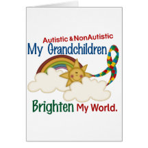 Autism BRIGHTEN MY WORLD 1 Grandchildren 2 Greeting Cards