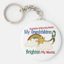 Autism BRIGHTEN MY WORLD 1 Grandchildren 2 Keychains