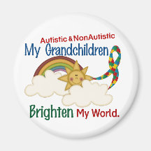 Autism BRIGHTEN MY WORLD 1 Grandchildren 2 Fridge Magnets