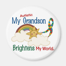 Autism BRIGHTENS MY WORLD 1 Grandson Fridge Magnet
